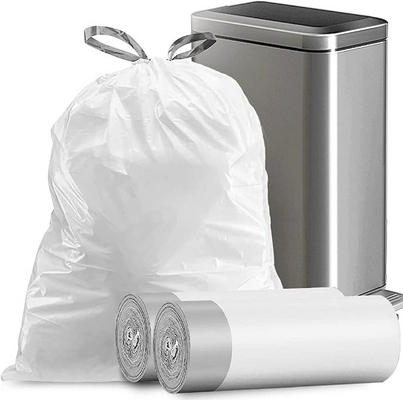 Sacs à ordonnance poubelles à corde à tirer puissants Sacs à ordures de cuisine de taille moyenne Sacs à ordures blancs