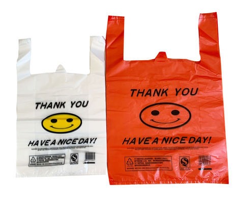 Sac en plastique T-shirt sac de magasinage Fabriqué par avec 5-100 mic Épaisseur HDPE/LDPE/LLDPE