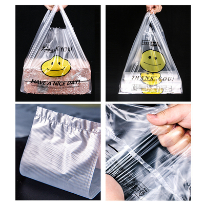 T-shirts personnalisés sacs en plastique pour les plats à emporter au restaurant en HDPE/LDPE/LLDPE