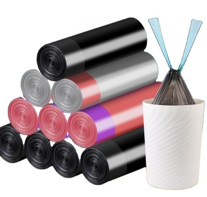 Sac d'emballage de déchets en plastique à corde flexible pour faciliter le transport des déchets