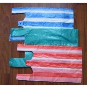 Sacs à t-shirts rayés en couleur OK Compost Certifié Sac à provisions Taille personnalisée