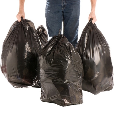 Sacs en plastique commercial épaissis sacs à ordures noirs à bouche plate et HDPE/LDPE