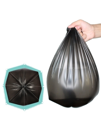 Gros sac à ordures en plastique noir à bouche plate et épais