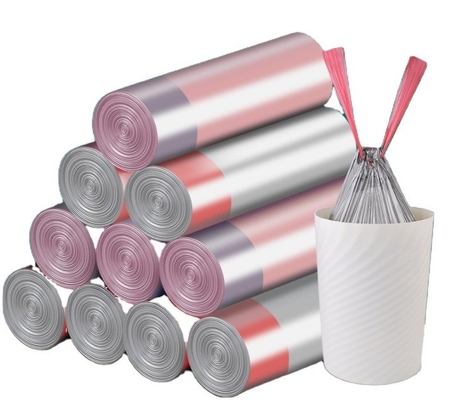 Logo personnalisé en plastique écologique en corde à tirer Sacs à ordures recyclables pour la gestion des déchets