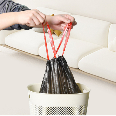 Sac à ordures jetable pour ménage à corde à tirer avec logo personnalisé et fermeture automatique