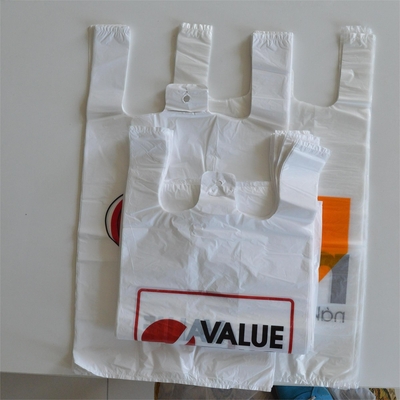 Logo directement personnalisé HDPE sac de T-shirt en plastique noir pour le supermarché