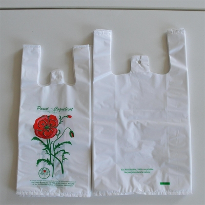 Logo directement personnalisé HDPE sac de T-shirt en plastique noir pour le supermarché
