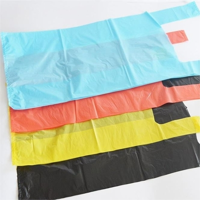 Logo directement personnalisé HDPE sac de T-shirt en plastique noir pour le supermarché