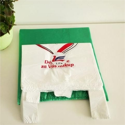 Logo directement personnalisé HDPE sac de T-shirt en plastique noir pour le supermarché