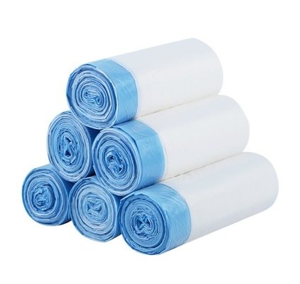 Sacs à ordures en plastique à corde de traction en PEHD portables et jetables pour déchets ménagers