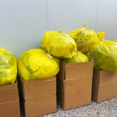 Sacs portatifs en PE à bouche plate pour élimination des déchets hospitaliers et cliniques Épaisseur 5-100 mic