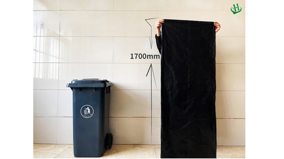 Commande personnalisée acceptée sac à ordures en plastique noir pour grands conteneurs de déchets