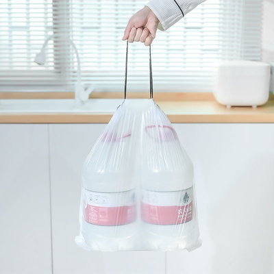 Sacs à ordures transparents en HDPE à corde à tirer Sacs à ordures bleus en LDPE sans parfum