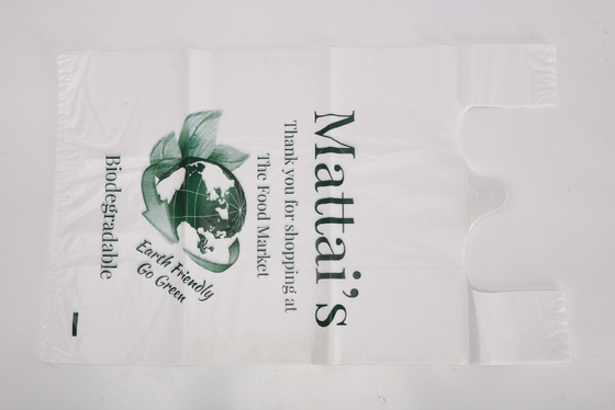 T-shirt flexo imprimé à gilet parfumé sac à ordures en plastique blanc pour magasin ou restaurant