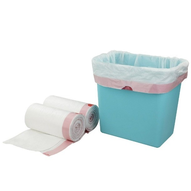 5-50 microns épaisseur 13 gallons sac à ordures de cuisine rose avec corde à tirer et commande personnalisée