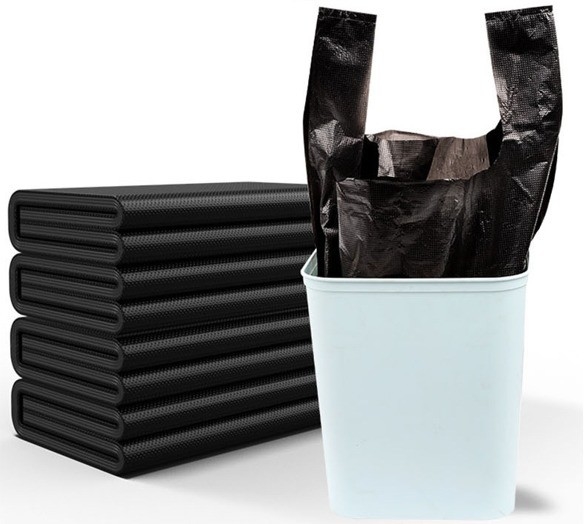5-100 microns épaisseur sacs à ordures noirs sac de rangement de style gilet pour la sécurité des déchets domestiques