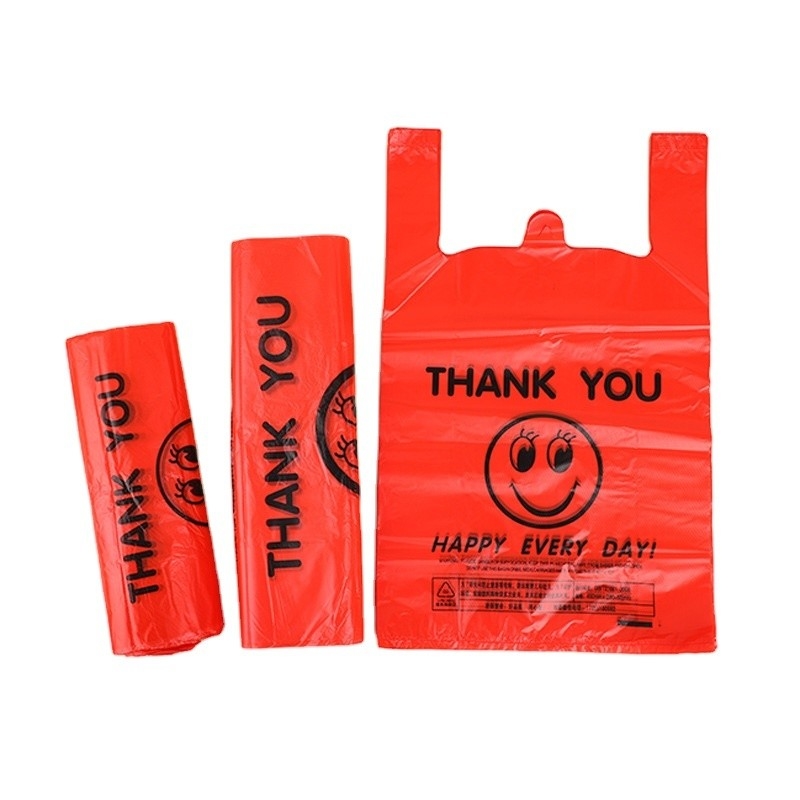 T-shirts personnalisés sacs en plastique pour les plats à emporter au restaurant en HDPE/LDPE/LLDPE