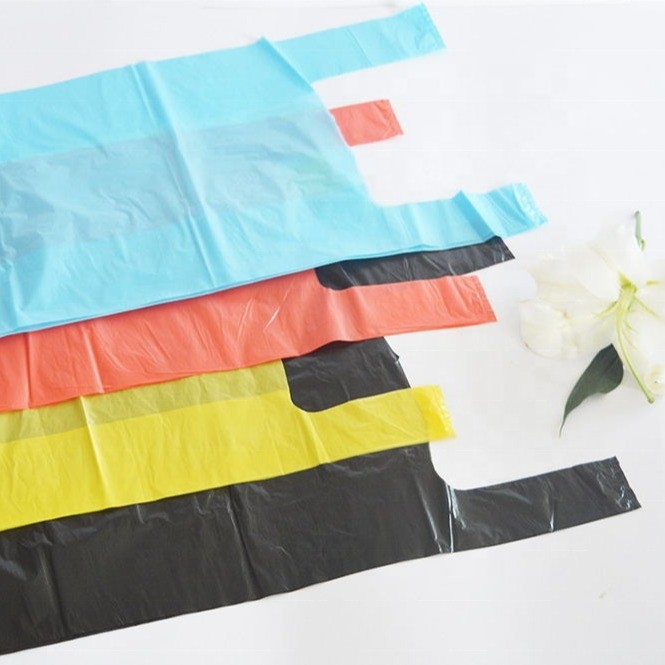 Supermarché gilet à manches sacs de magasinage avec impression offset et plastique recyclable